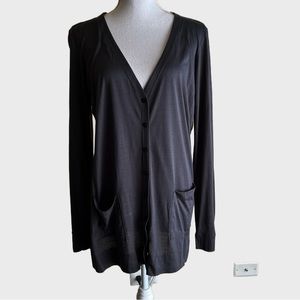 Eileen Fisher Silk Cotton Gray Cardigan M